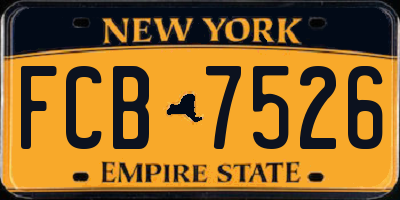 NY license plate FCB7526