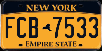NY license plate FCB7533