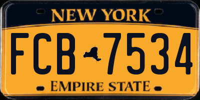 NY license plate FCB7534