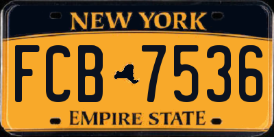 NY license plate FCB7536