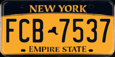 NY license plate FCB7537