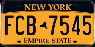 NY license plate FCB7545