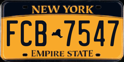 NY license plate FCB7547