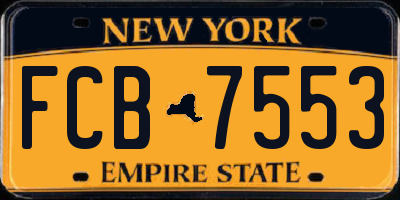 NY license plate FCB7553
