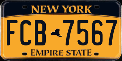 NY license plate FCB7567