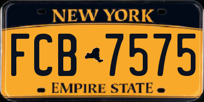 NY license plate FCB7575