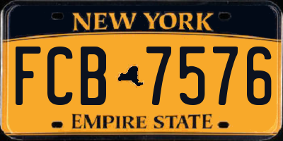 NY license plate FCB7576