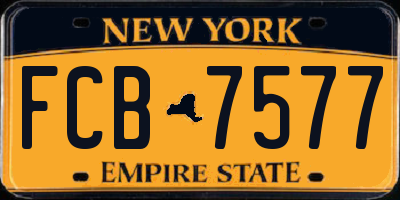 NY license plate FCB7577
