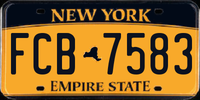 NY license plate FCB7583