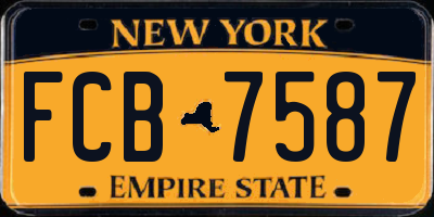 NY license plate FCB7587