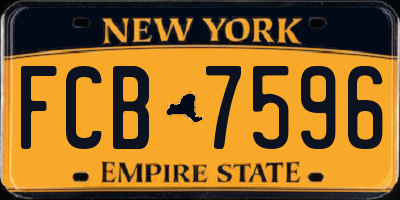NY license plate FCB7596