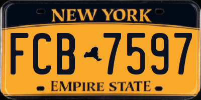 NY license plate FCB7597