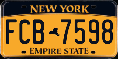 NY license plate FCB7598
