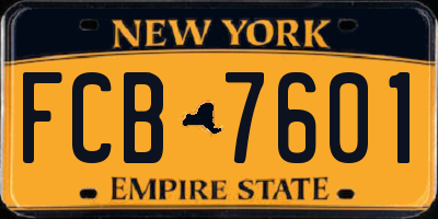 NY license plate FCB7601