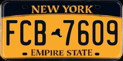 NY license plate FCB7609