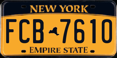 NY license plate FCB7610