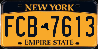 NY license plate FCB7613