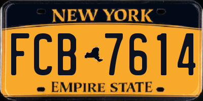 NY license plate FCB7614