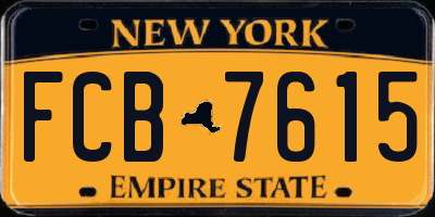 NY license plate FCB7615