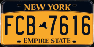 NY license plate FCB7616