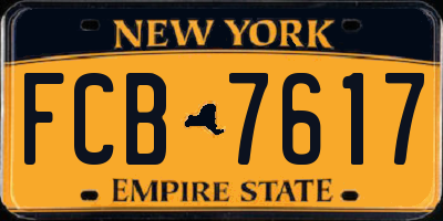 NY license plate FCB7617