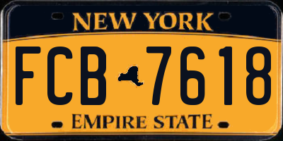 NY license plate FCB7618