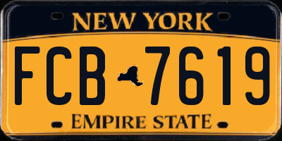 NY license plate FCB7619