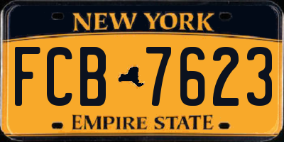 NY license plate FCB7623