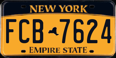 NY license plate FCB7624
