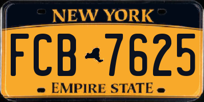 NY license plate FCB7625