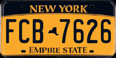 NY license plate FCB7626