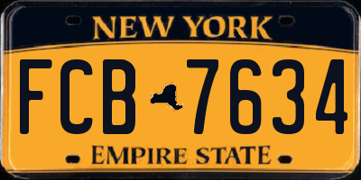 NY license plate FCB7634