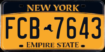 NY license plate FCB7643