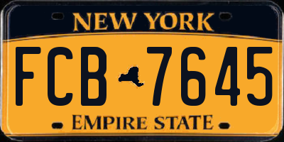 NY license plate FCB7645
