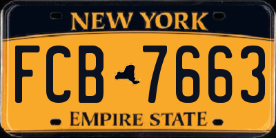 NY license plate FCB7663