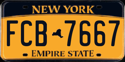 NY license plate FCB7667