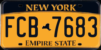 NY license plate FCB7683