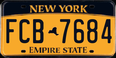 NY license plate FCB7684