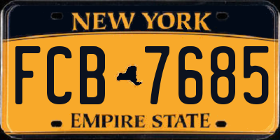 NY license plate FCB7685