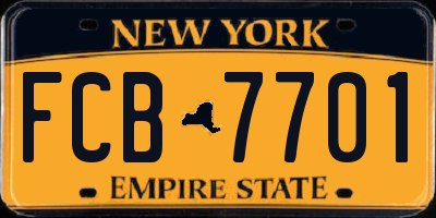NY license plate FCB7701
