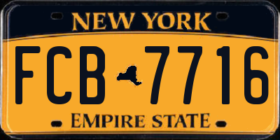 NY license plate FCB7716