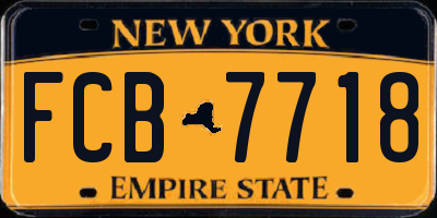 NY license plate FCB7718