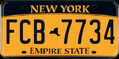 NY license plate FCB7734