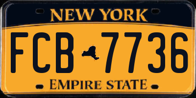 NY license plate FCB7736
