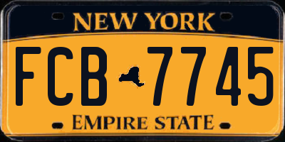 NY license plate FCB7745