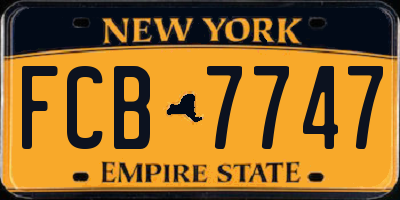 NY license plate FCB7747