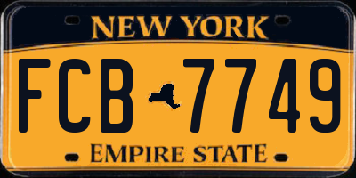 NY license plate FCB7749
