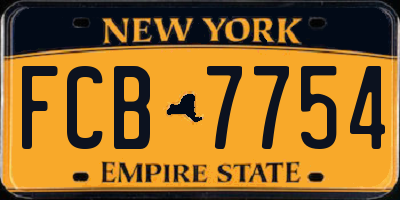 NY license plate FCB7754