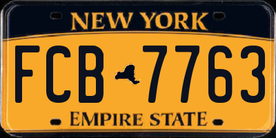 NY license plate FCB7763