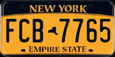 NY license plate FCB7765